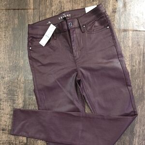WHBM WHITE HOUSE BLACK MARKET Purple Faux Leather Skinny Jeans sz 2 Long
